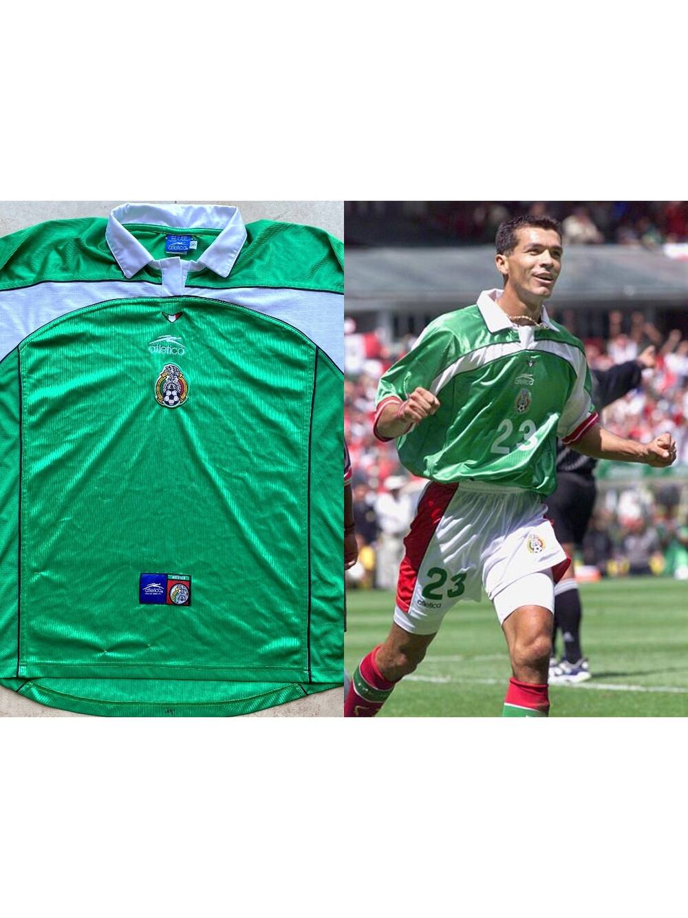 Mexico 2000-2001 Gold Confederations Cup ATLETICA jersey XL green FIFA vintage